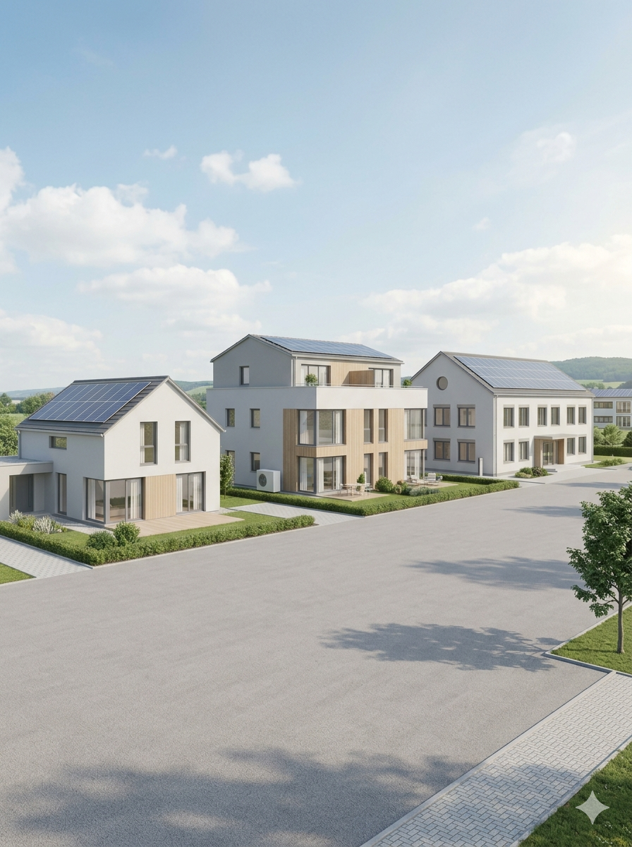 Modernes Haus mit Photovoltaikanlage – Gravel Consulting Energieberatung